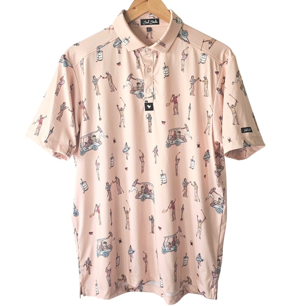 Bad Birdie The Boys Novelty Print Core Performance Golf Polo Mens Sz M